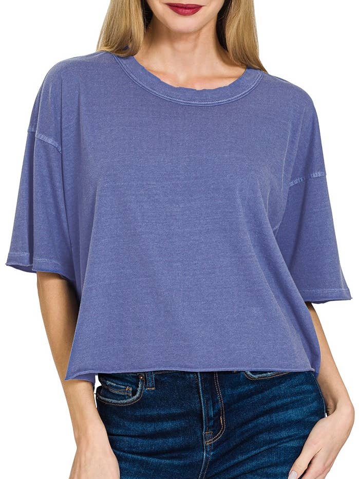 Pigment Dye And Enzyme Washed Oversized Crop Top for wholesale by Vanilla Monkey