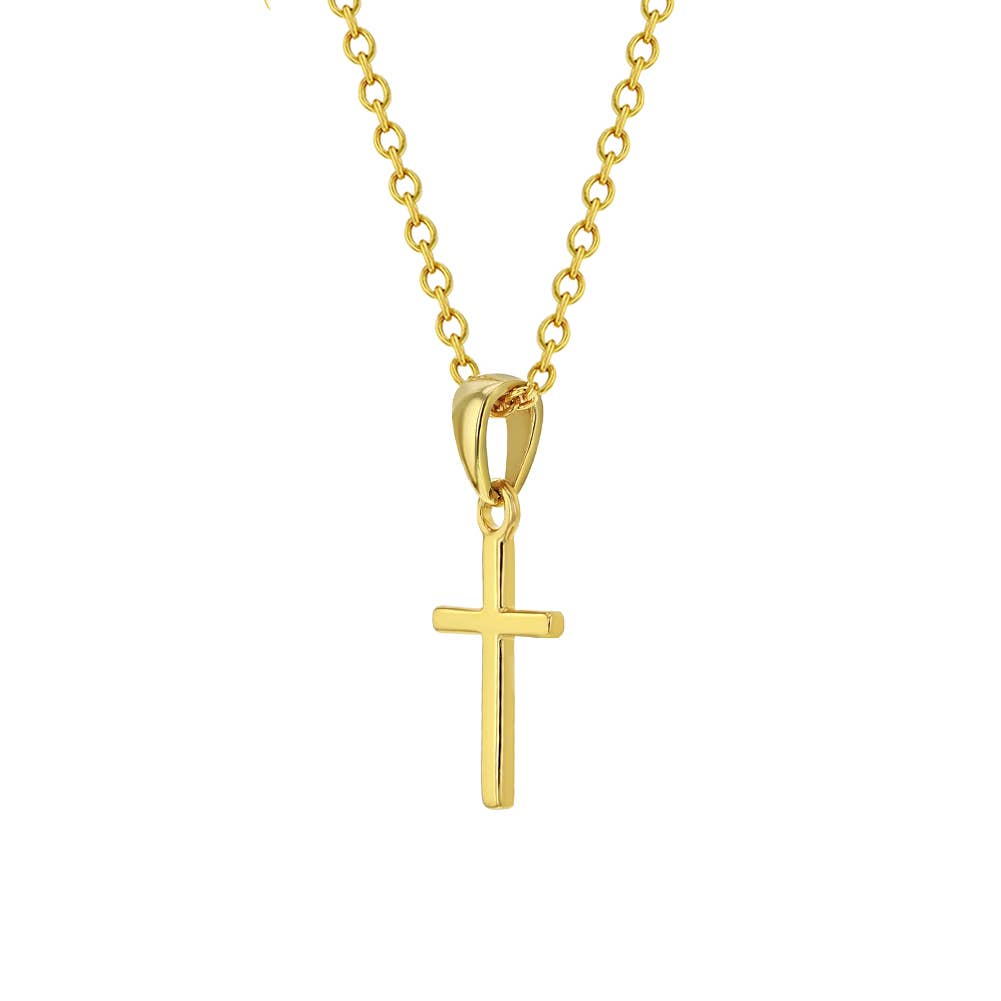 In Season Jewelry – wholesale Halsband - Barn – Tiny Cross 12mm Barn Halsband - Guldpläterad Sterling Silver1