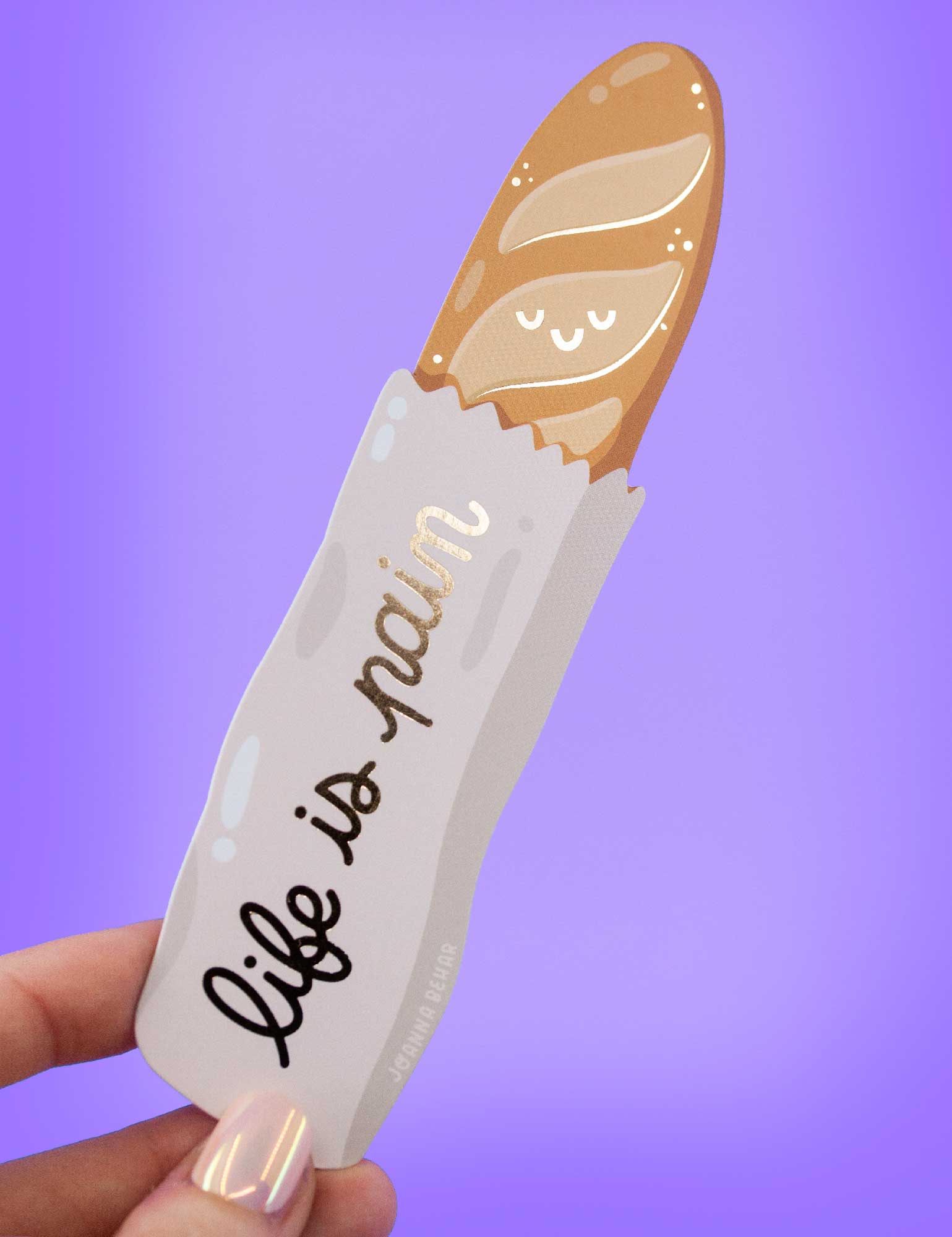 Joanna Behar - Wholesale Bookmark - "Life is Pain" baguette gold foil Bookmark3
