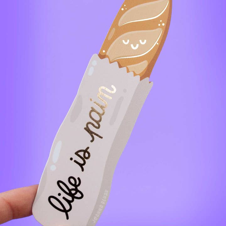 Joanna Behar - Wholesale Bookmark - "Life is Pain" baguette gold foil Bookmark3