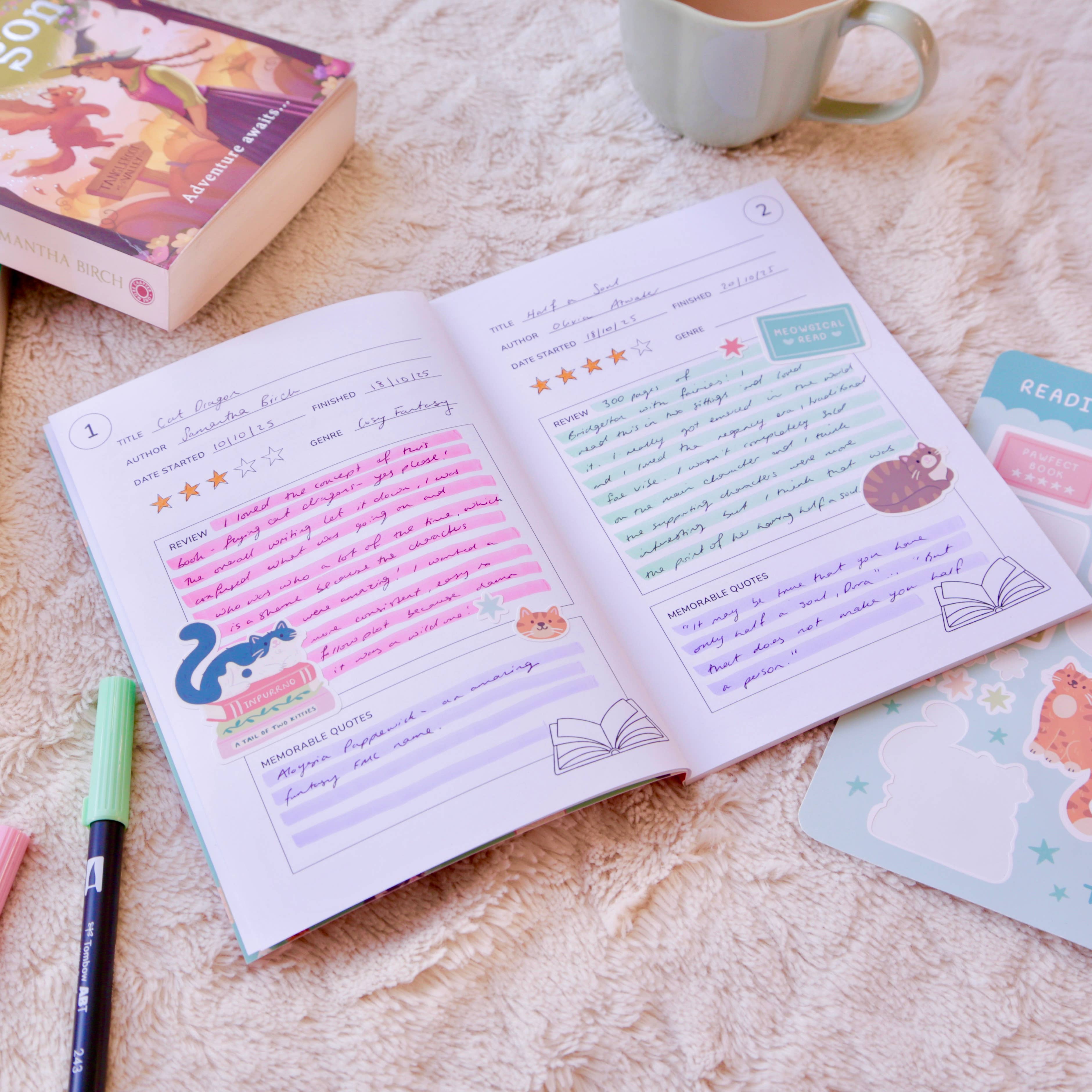 Hopscotch Paper Co. - Wholesale Journal/Diary - Reading Journal Cats – 50 Page Book Review Notebook12