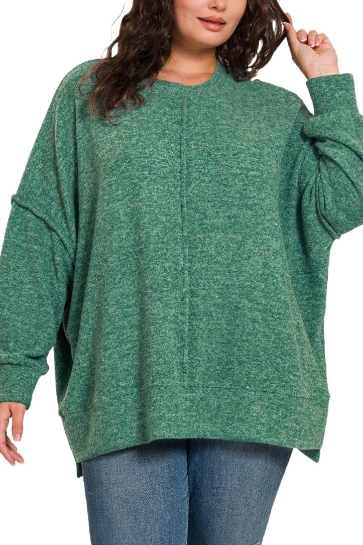 Vanilla Monkey – Engroshandel Pullover - Dame – Plus Børstet Melange Hacci Overdimensioneret Sweater5