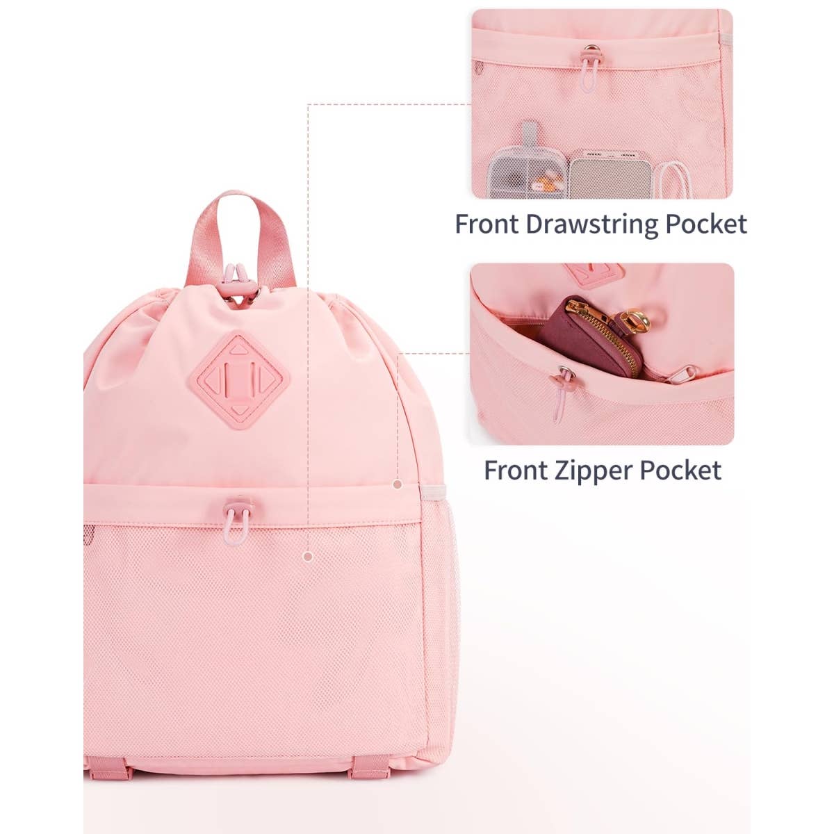 wandf - Vente Sac à cordon de serrage – unisexe - Sac à dos de sport avec cordon de serrage et sangle pour tapis de yoga14