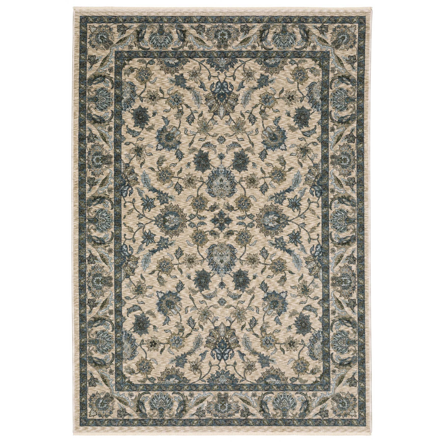 HomeRoots - Wholesale Area Rug - 2' X 3' Beige And Blue Oriental Area Rug With Fringe3