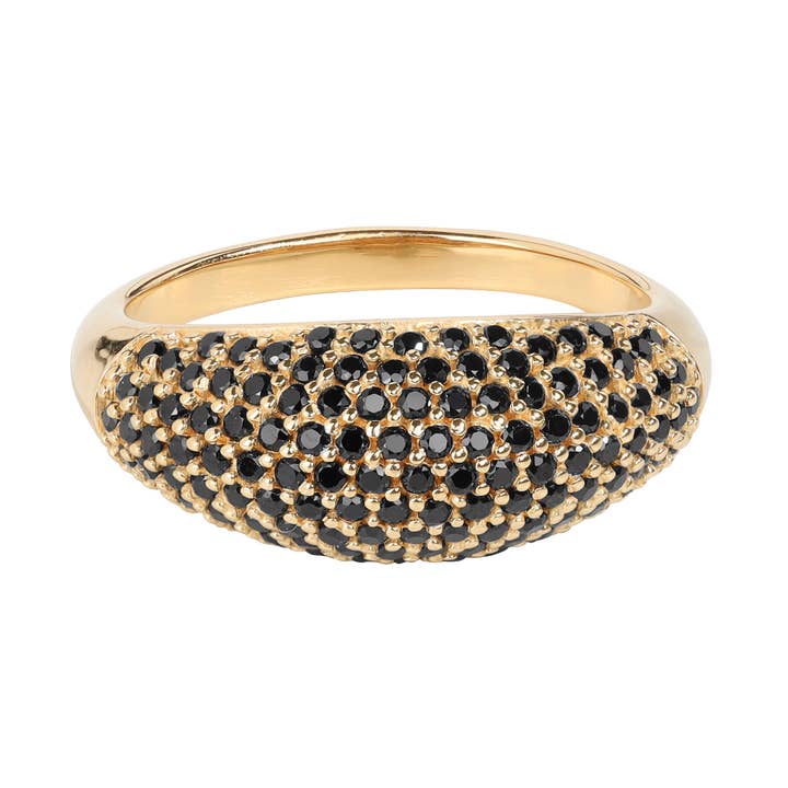 Gold Plated Over Silver Black Spinel Midnight Grove Ring for wholesale by Tiramisu