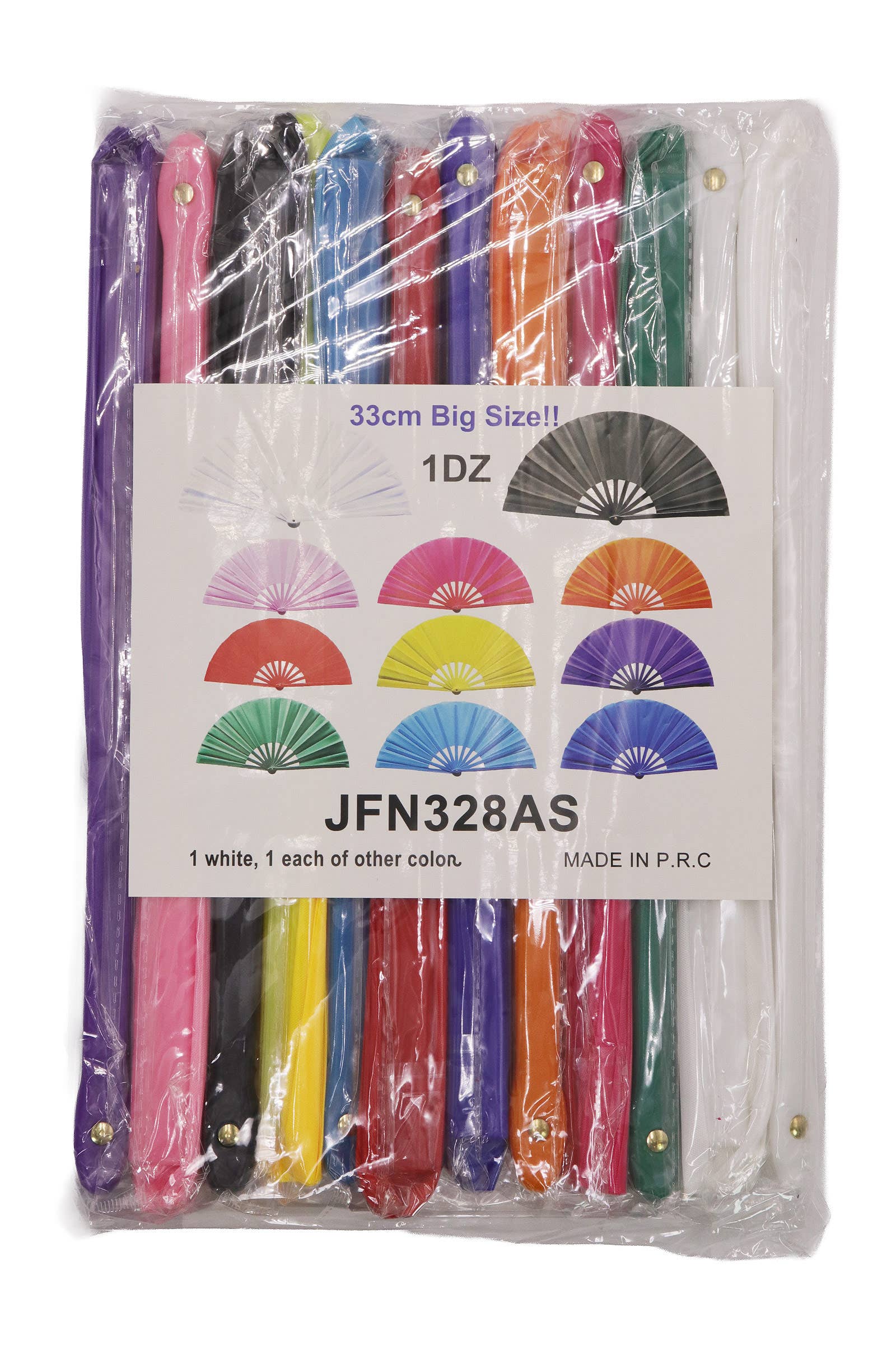 ASSORTED Large Solid Line Dance Folding Fan - 13 Inch for wholesale on Faire15