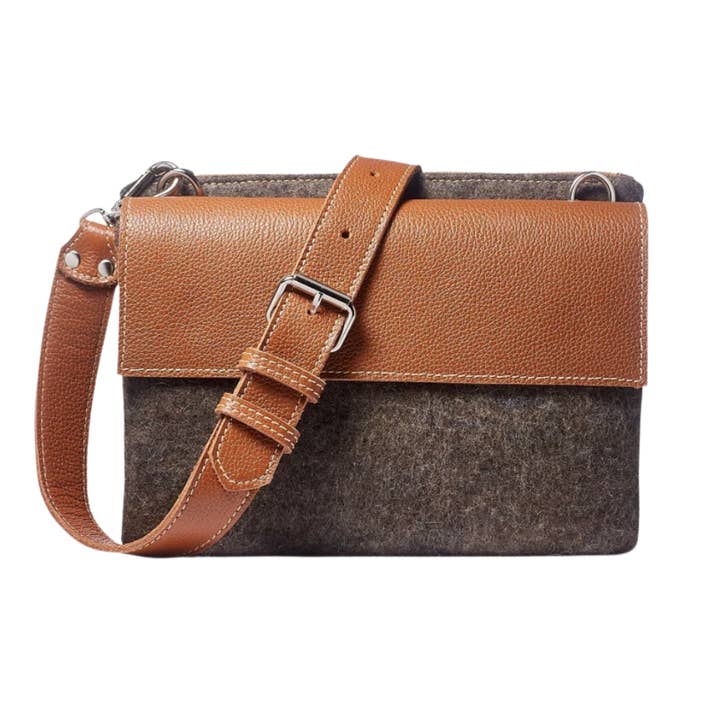 Larissa a tracolla - Misto lana grigia - Pelle nera per la vendita all'ingrosso da parte di Modus Rio