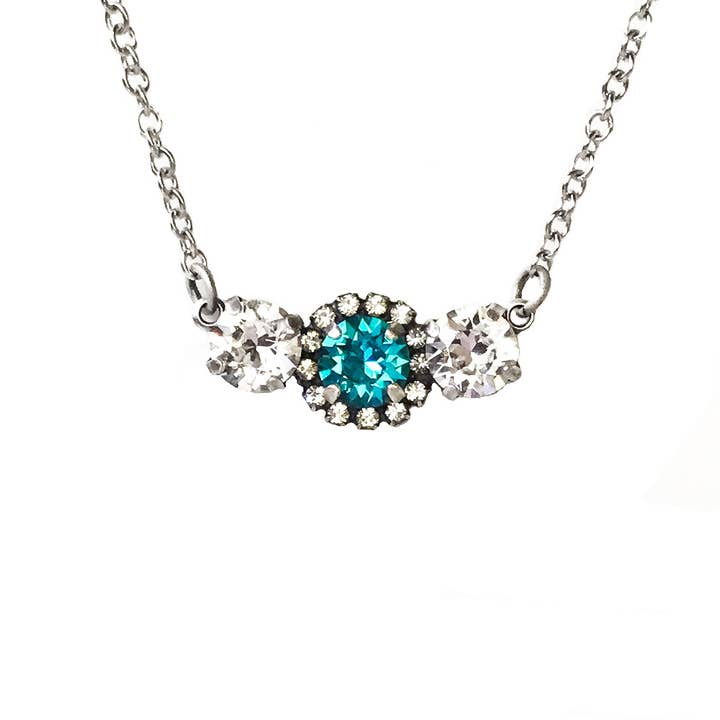 3 stenen kenmerkende halo-ketting voor wholesale door Rew Elliott