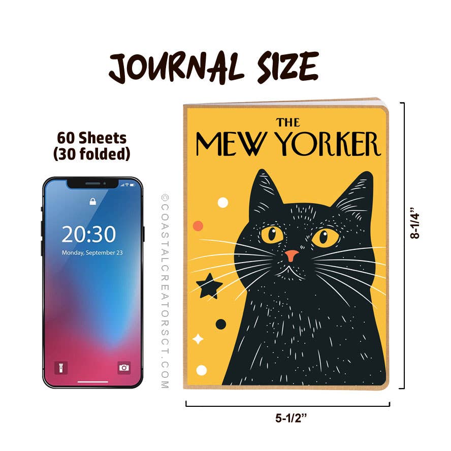 Coastal Creators of Connecticut - Wholesale Journal/Diary - The Mew Yorker Cat Journal w/ Magnetic Bookmark (Packaged)2