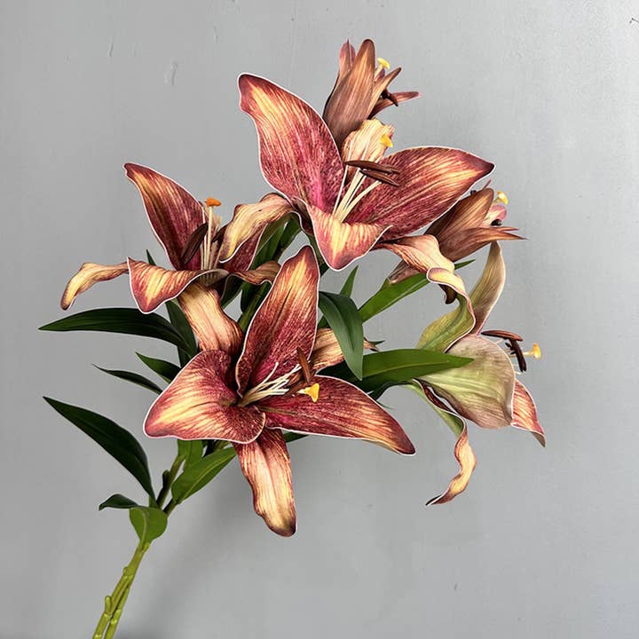Angel Isabella - Wholesale Artificial Flowers - 34.5"-Elegant 9" Large Bloom Lily-3 Flowers per stem