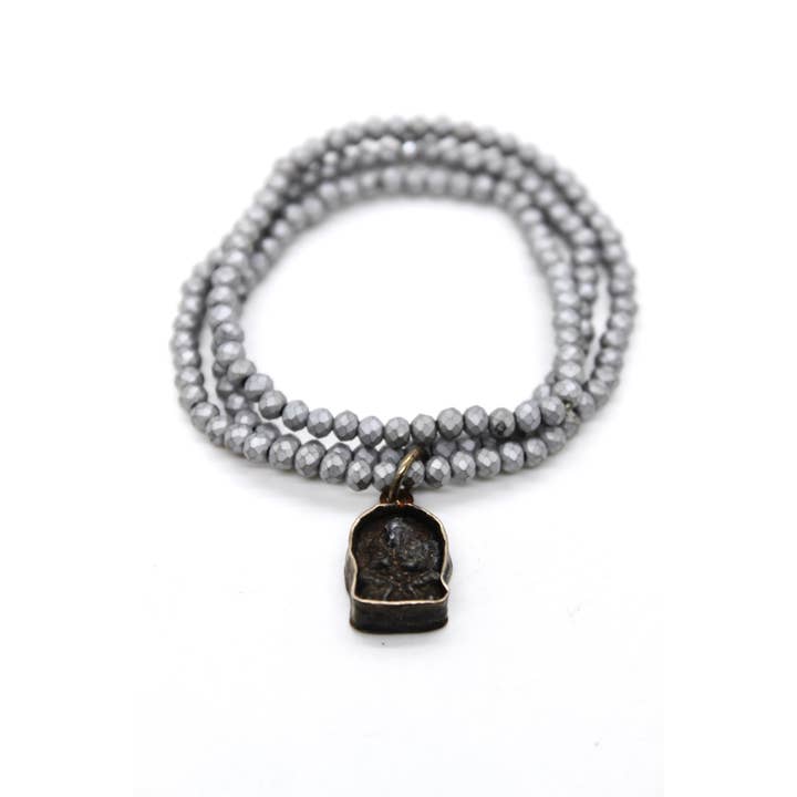 LIZOU - Wholesale Pendant/Charm Necklace - Matte Crystal Necklace with Small Buddha -Buddha Collection-
