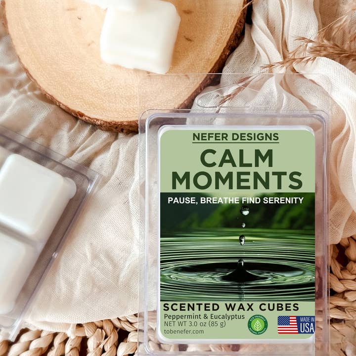 Nefer Designer Candles & Home Decor - Wholesale Wax Melt - Calm Moments Soy Wax Melts-Organic Strong Scent Clamshell