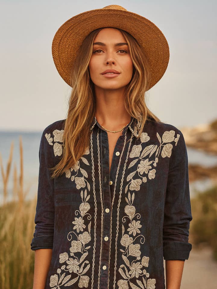 The Midnight Botanica Blouse for wholesale by The Nu Vintage