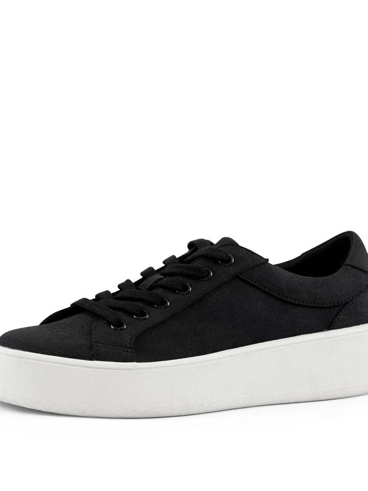 Women's Venice Micro Suede Lace Up Sneaker Black for wholesale by Garden Naked