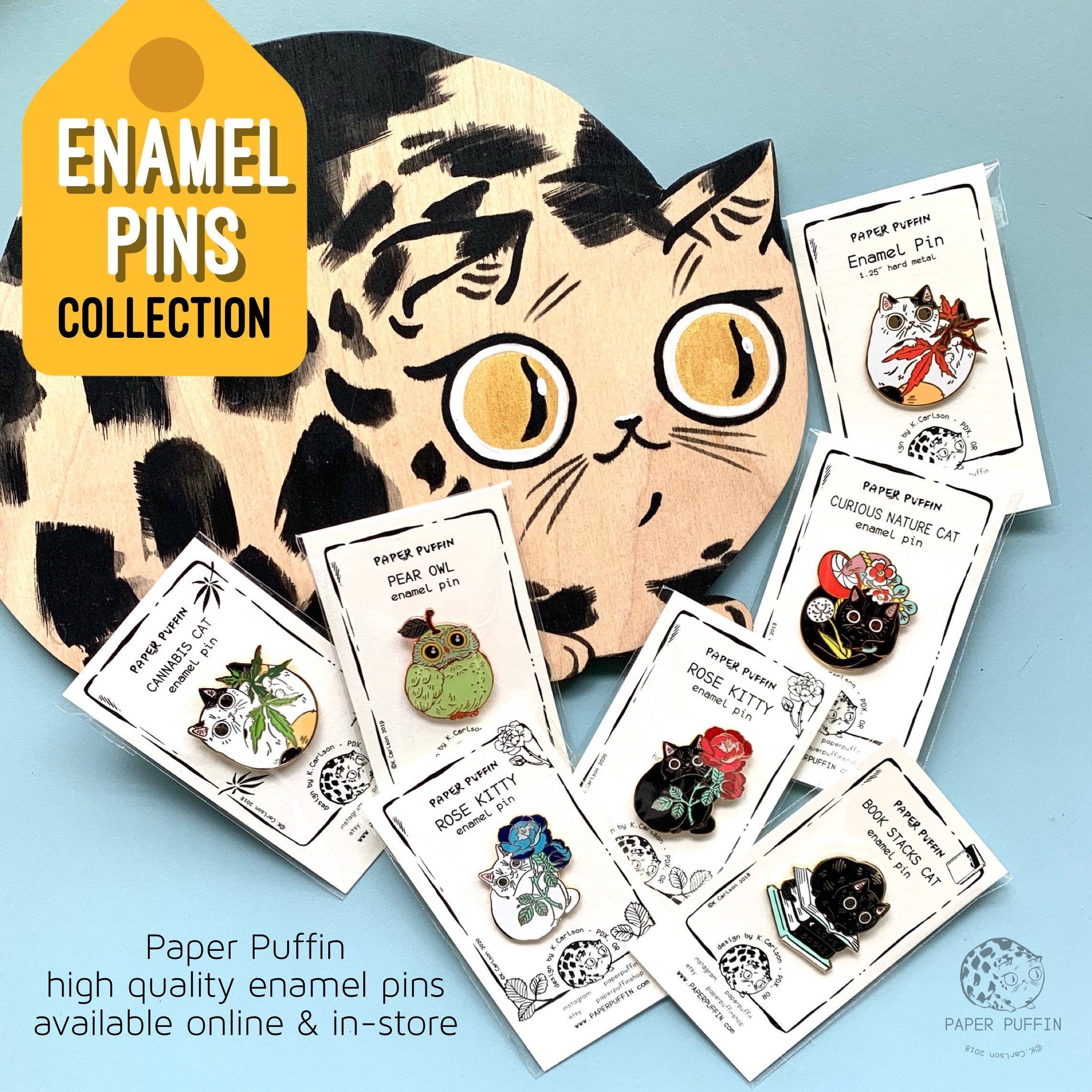 Paper Puffin - Wholesale Lapel Pin/Button - Cannabis Cat Enamel Pin4