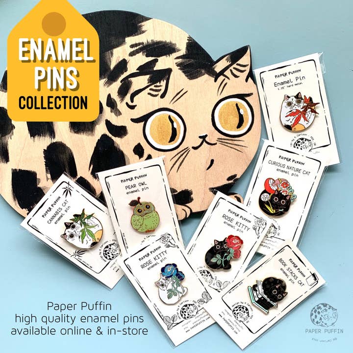 Paper Puffin - Wholesale Lapel Pin/Button - Cannabis Cat Enamel Pin4