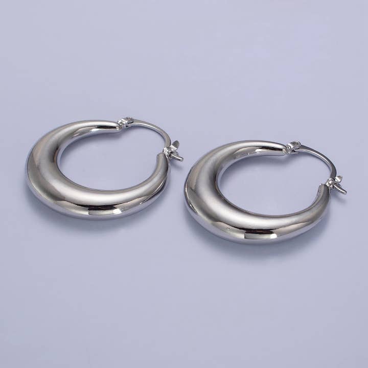 Aim Eternal - Wholesale Hoop Earrings - Gold Filled Thin Dome 30mm Hoops French Lock Earrings in Gol