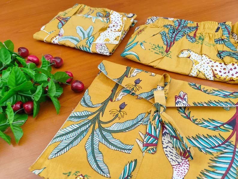 bhavnas boutique – wholesale Sleepwear set – Women's – Adult Pajamas Block Printed Pure Cotton PJ's Set Night Suit1