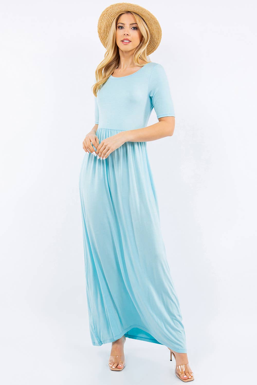 Celeste Clothing - Wholesale Dress - Women's - PLUS SIZE MODEST MAXI DRESS WITH POCKETS -CD23411T-PL2
