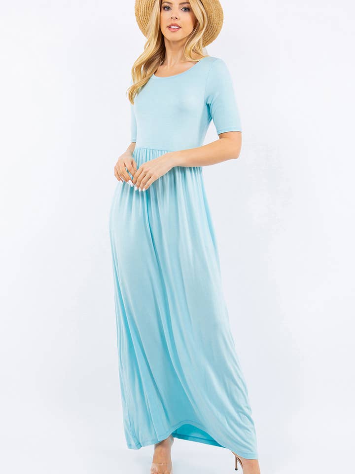 Celeste Clothing - Wholesale Dress - Women's - PLUS SIZE MODEST MAXI DRESS WITH POCKETS -CD23411T-PL2