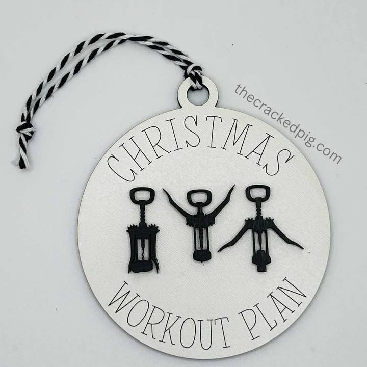 Wine Workout Ornament | Funny Ornament | Drinking Wine for wholesale by The Cracked Pig
