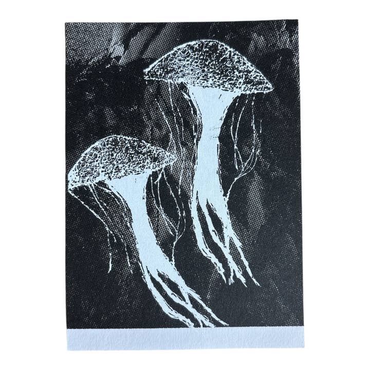 Siebdruck Postkarte / Mini Artprint - Quallen für den Großhandel von ilovemixtapes