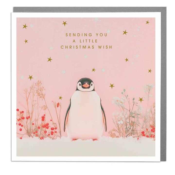 Little Penguin - Christmas Wish Card by Lola Design for wholesale by Lola Design Ltd