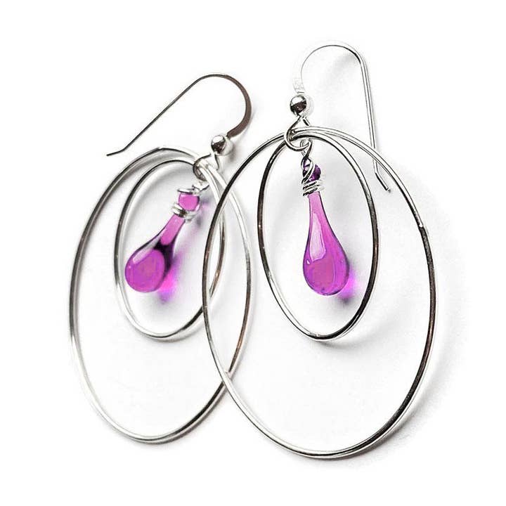 Orecchini Eclipse in vetro e argento, grandi per la vendita all'ingrosso da parte di Sundrop Jewelry