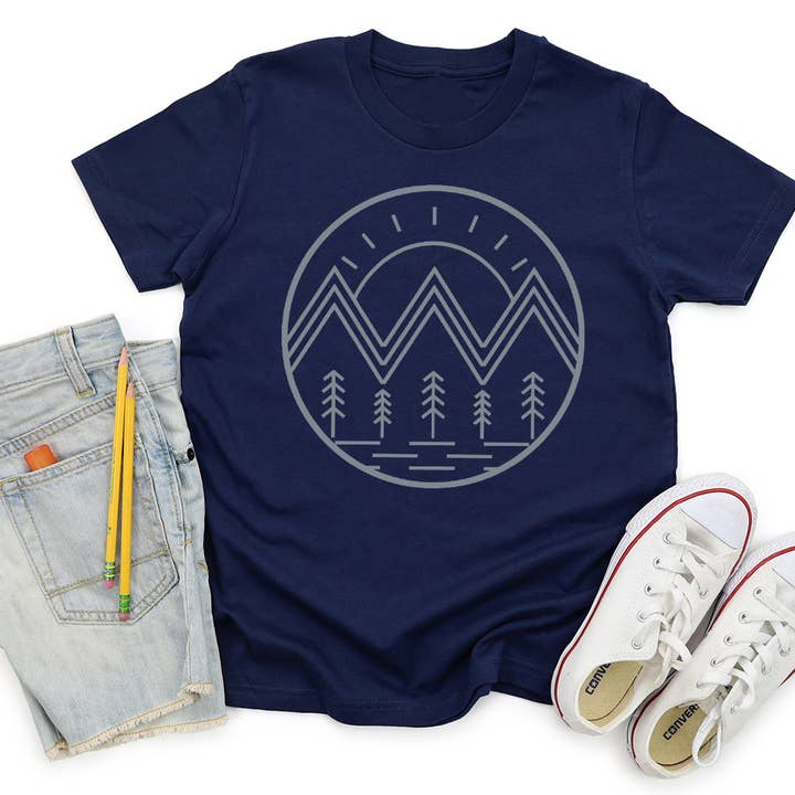 T-shirt pour enfant Circle Mountain Range pour la vente par Kids By Kissed Apparel