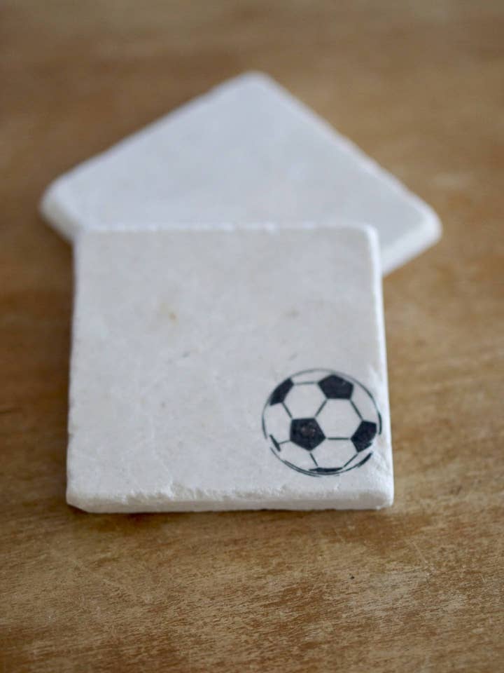 Soccer Ball Marble Coaster for wholesale by Lace, Grace & Peonies Marble Coasters