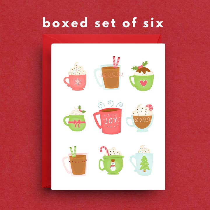Christmas Holiday Mugs Greeting Cards – Boxed Set of 6 for wholesale by Nicole Marie Paperie