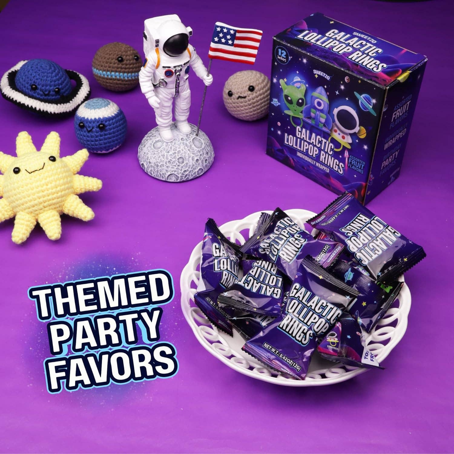 Needzo Inc - Wholesale Lollipop - Outer Space Party Favors, Lollipop Rings, Box of 123