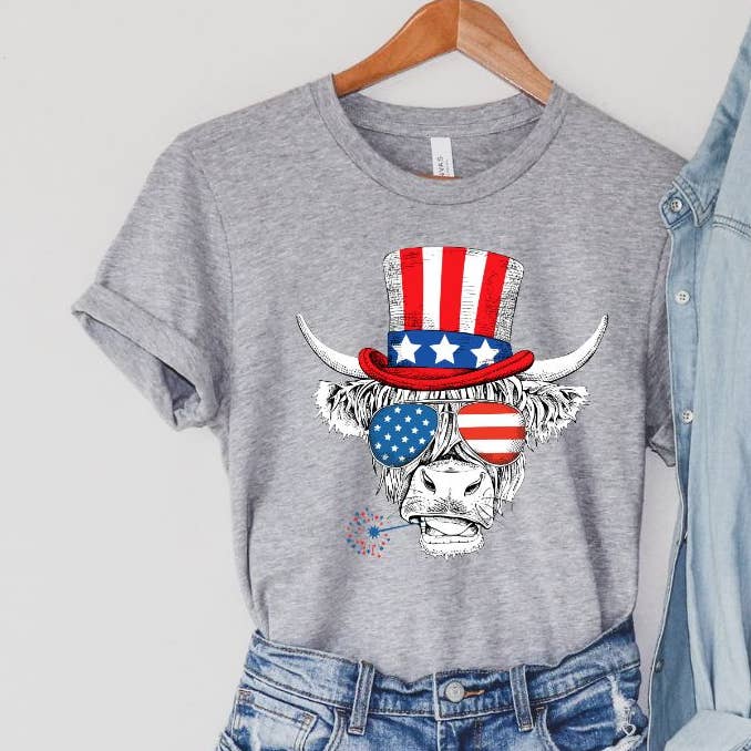 Patriotic Bull Gray Tee for wholesale by Simply Tees