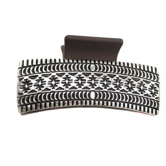 Western Etched Metal Plate Hair Claw for wholesale by Snowing West