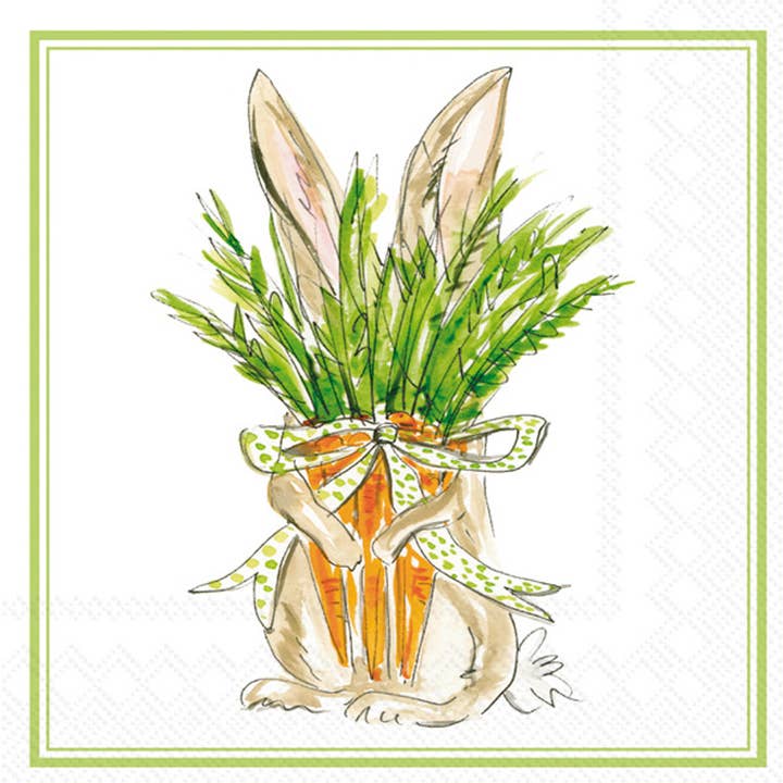Paper Cocktail Napkins 20 Ct Carrot Bunny Rosanne Beck for wholesale by Boston International