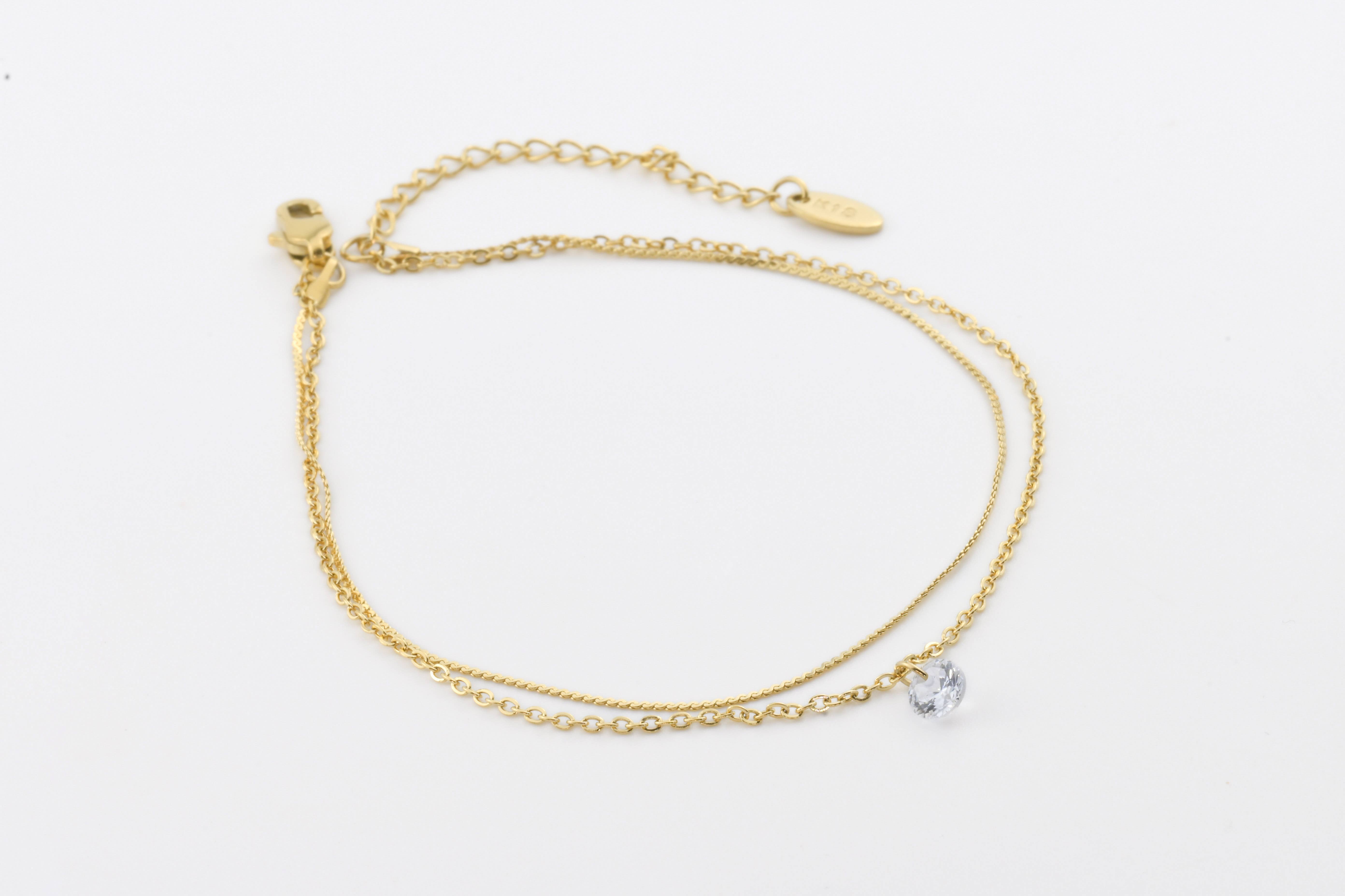 Blueyejewelry - Wholesale Anklet - Dainty CZ Anklet - 18k Gold Diamond Ankle Bracelet - 8