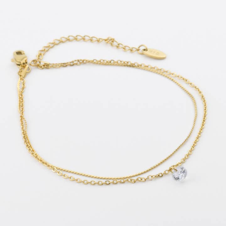 Blueyejewelry - Wholesale Anklet - Dainty CZ Anklet - 18k Gold Diamond Ankle Bracelet - 8