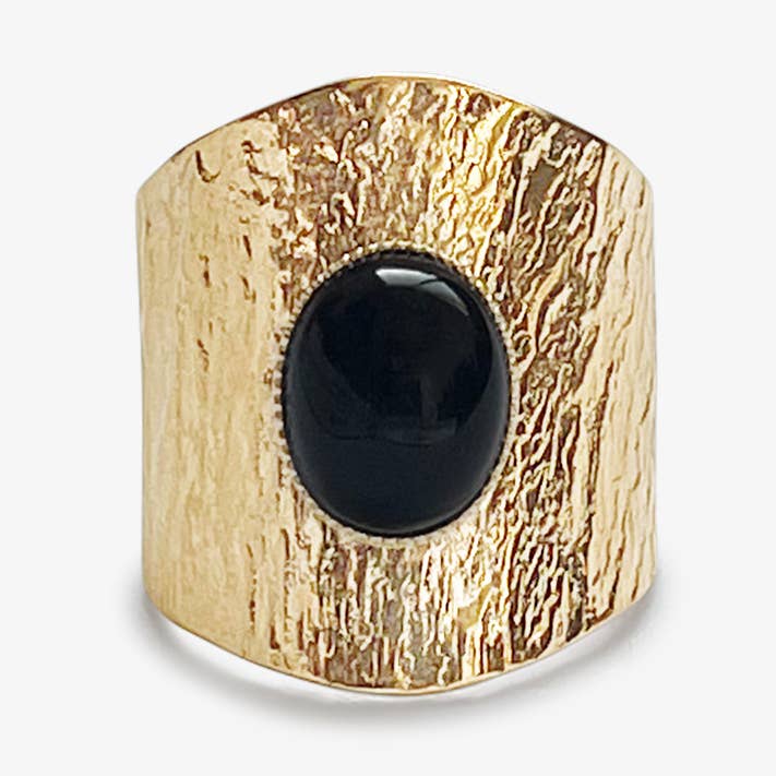 Lila justerbar ring med sten i børstet forgyldning for engroshandel hos Ioel Paris