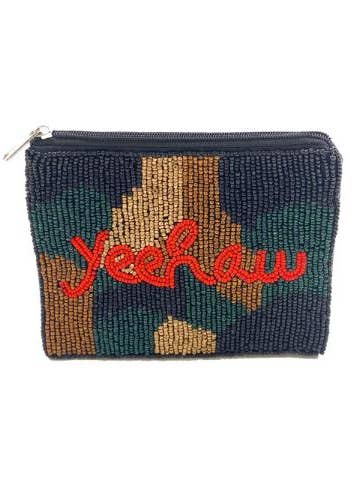 YEEHAW Camo Beaded Coin Purse LAC-CP-1105 for wholesale by Ole