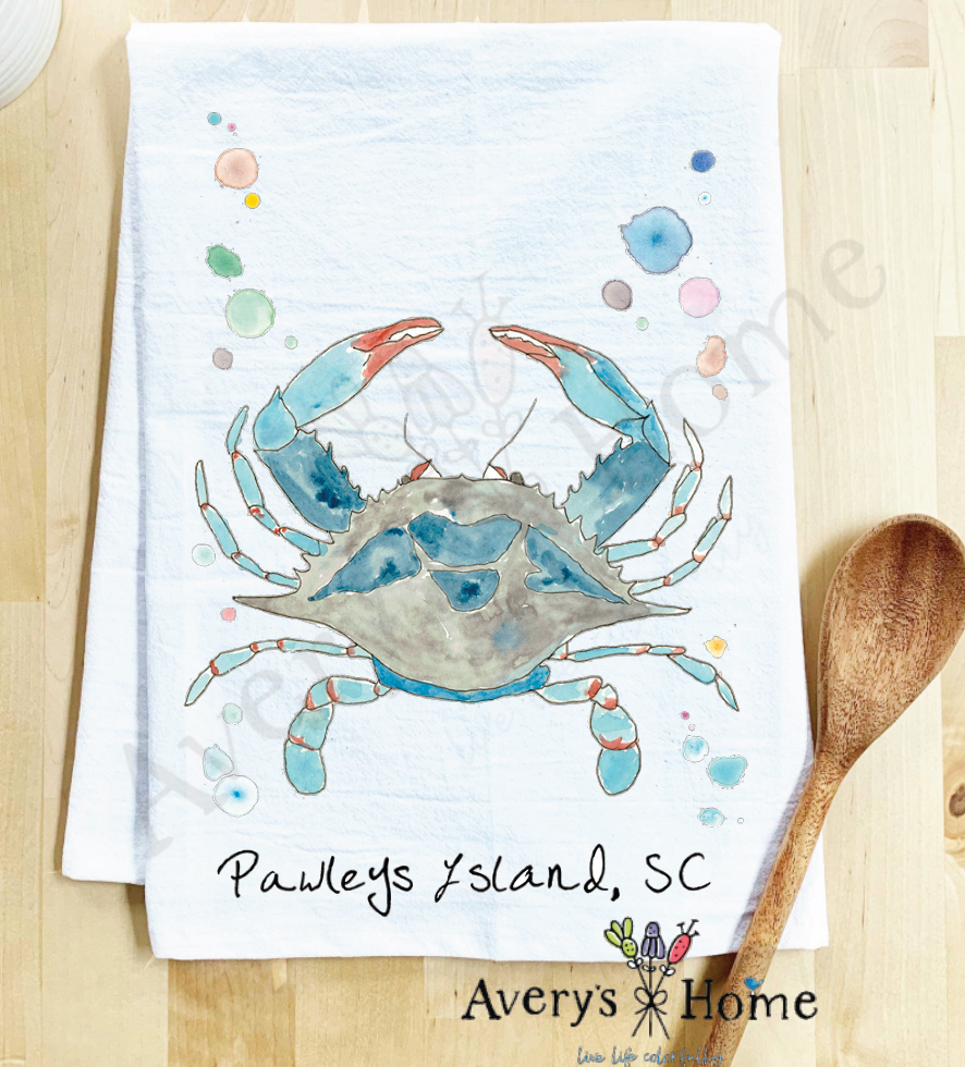 Avery's Home - Wholesale Tea Towel - Blue Crab Ocean Customizable Coastal Tea Towel29