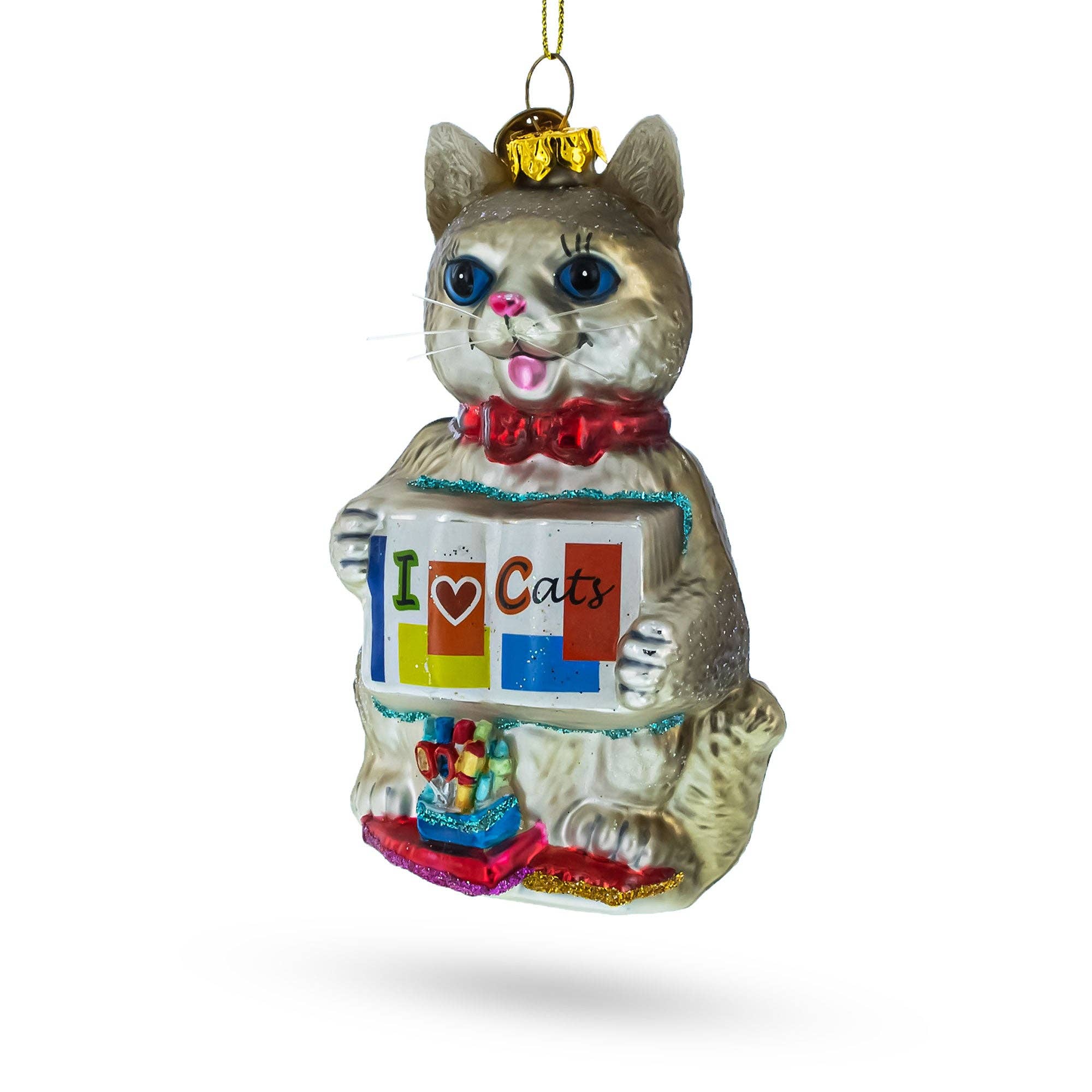 BestPysanky - Wholesale Ornament - I Love Cats Glass Ornament0