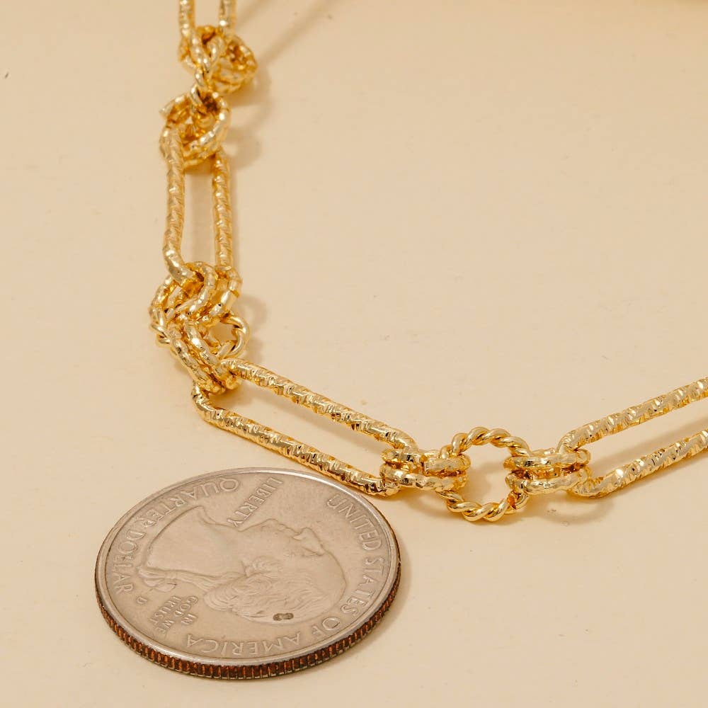 G Mixed Textured Oval Classic Chain Necklace for wholesale on Faire1