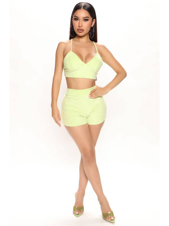 5besties inc - Wholesale Lounge Set - Women's - TERRY TOWEL BRALETTE AND MINI SHORTS SET4