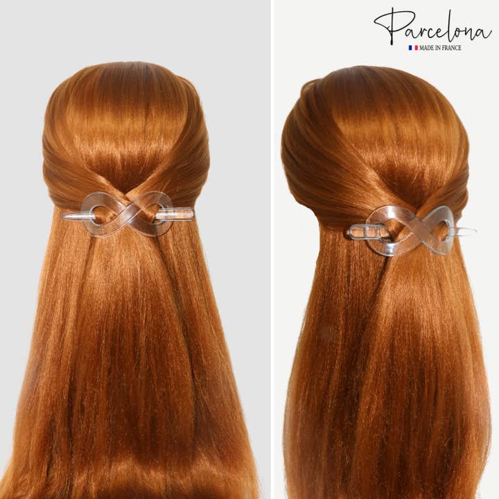 Parcelona - Wholesale Hair clip – Women’s - Parcelona French Infinity Medium Celluloid Hair Slider Bun Cover for Women40