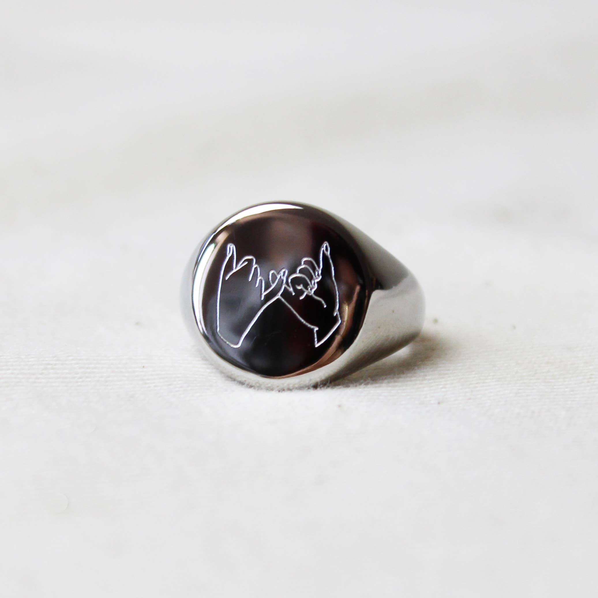 Cousins Collective – Anel de sinete por atacado – Anel Pinky/Pinkie Promise Chunky Signet - Prateado