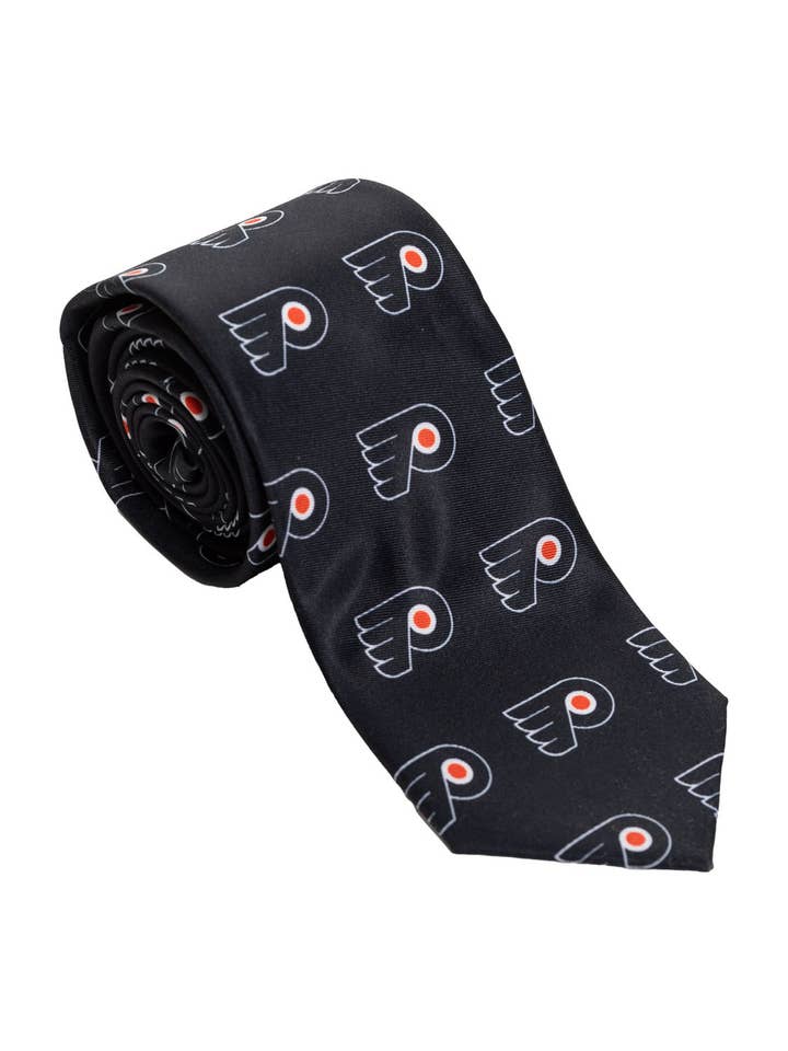 Philadelphia Flyers All Over Team Logo Necktie for wholesale by Calhoun Sportswear