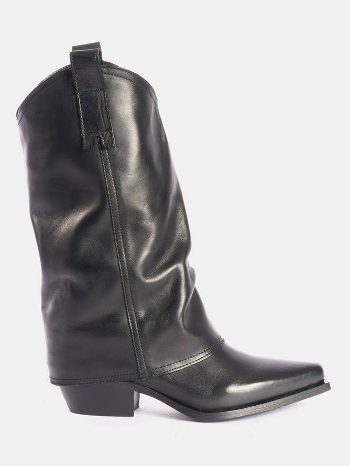 Zwarte kalfsleren Texaanse laarzen DX567 voor wholesale door METISSE