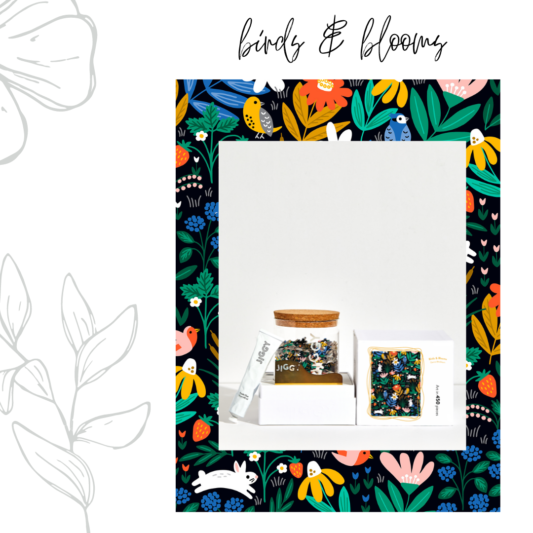 JIGGY Puzzles - Wholesale Puzzle - Adult - 450pc Puzzle & Glue Kit: Birds & Blooms by Genna Blackburn2