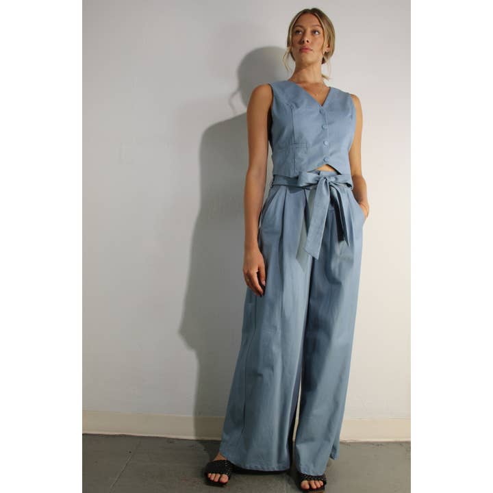 BLUE HAZE COTTON VEST AND PANTS SET for wholesale on Faire10