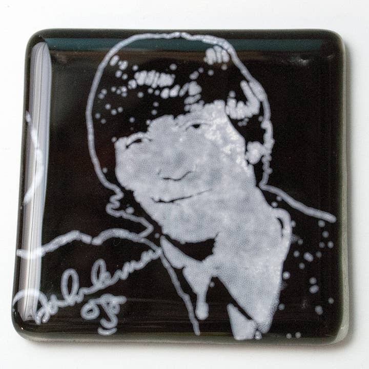 John Fused Glass 4" Single Coaster for wholesale by Kiku Handmade | Contemporary Fused Glass Home Goods